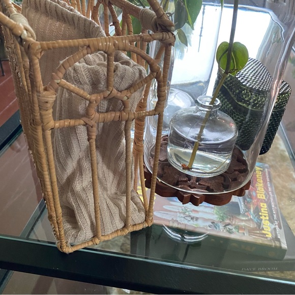 Zara Rattan Handbag, Draw String Knit Liner - Picture 3 of 10